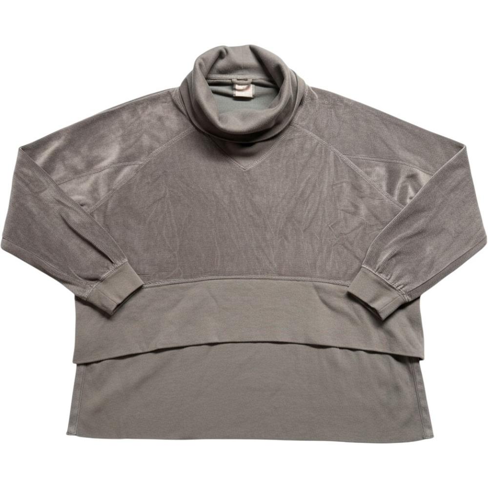 Free People FP Movement Gray Velvet Cowl Neck Sweatshirt Womens Size Small